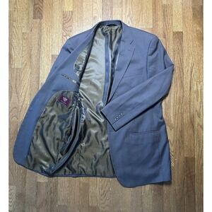 Montefino Uomo Super 120s Cloth Mens Blazer 42L Merino Wool Brown Pinstripe‎